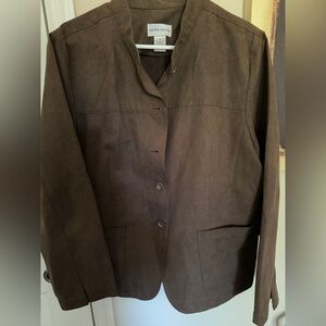 Elegant Brown Women's faux Suede Blazer